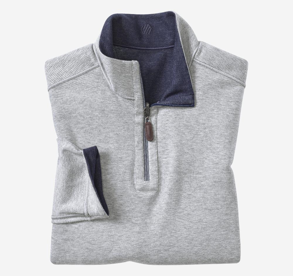 Johnston & Murphy Icon Reversible Solid Quarter-Zip Navy/Storm