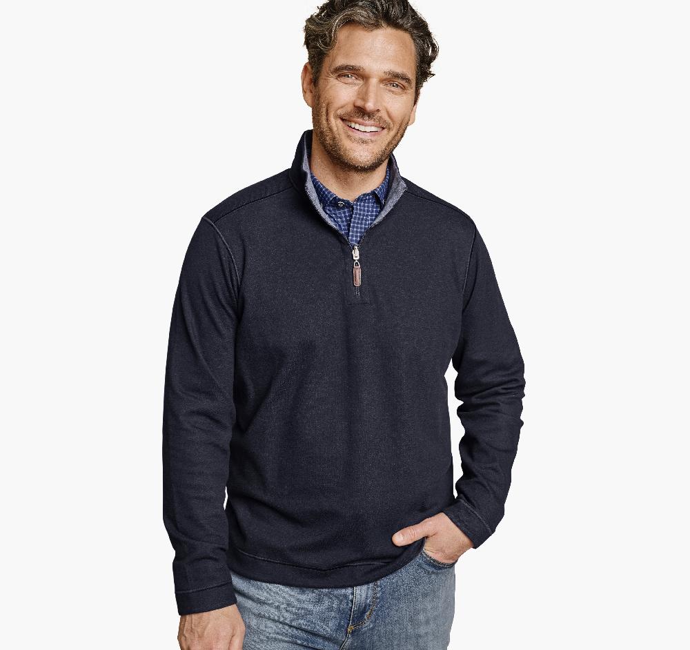 Johnston & Murphy Icon Reversible Solid Quarter-Zip Navy/Storm