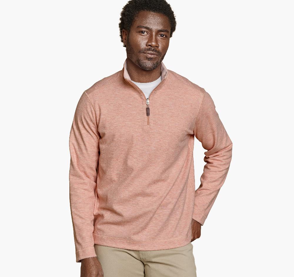Johnston & Murphy Icon Reversible Solid Quarter-Zip Peach/White