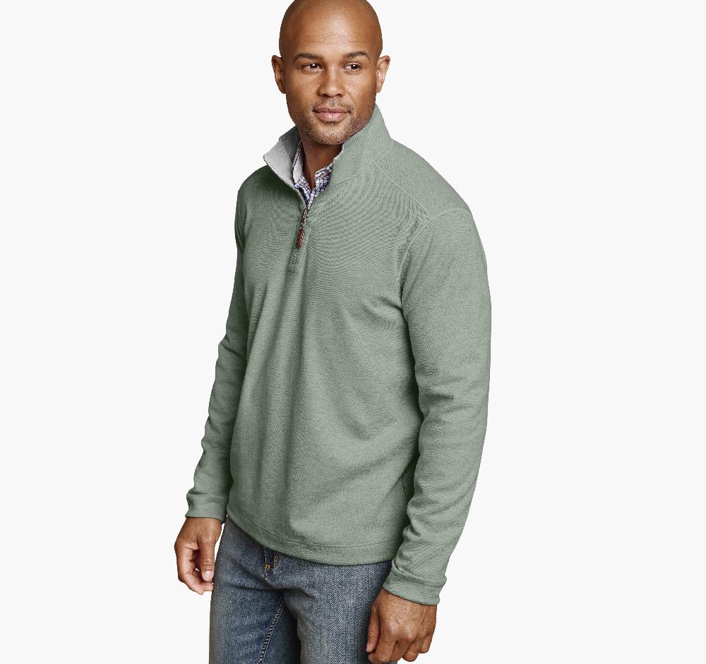 Johnston & Murphy Icon Reversible Solid Quarter-Zip Sage/White