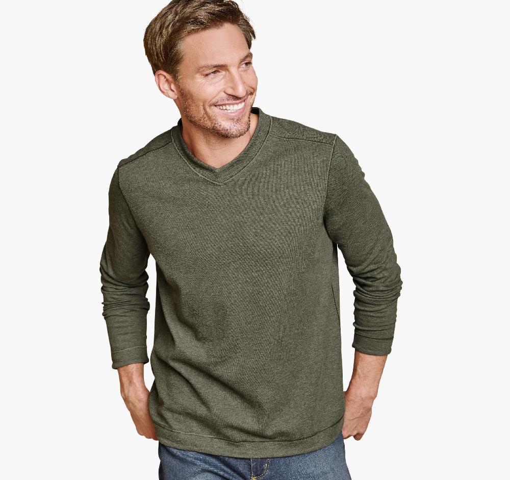 Johnston & Murphy Icon Reversible V-Neck Pullover Olive/Charcoal