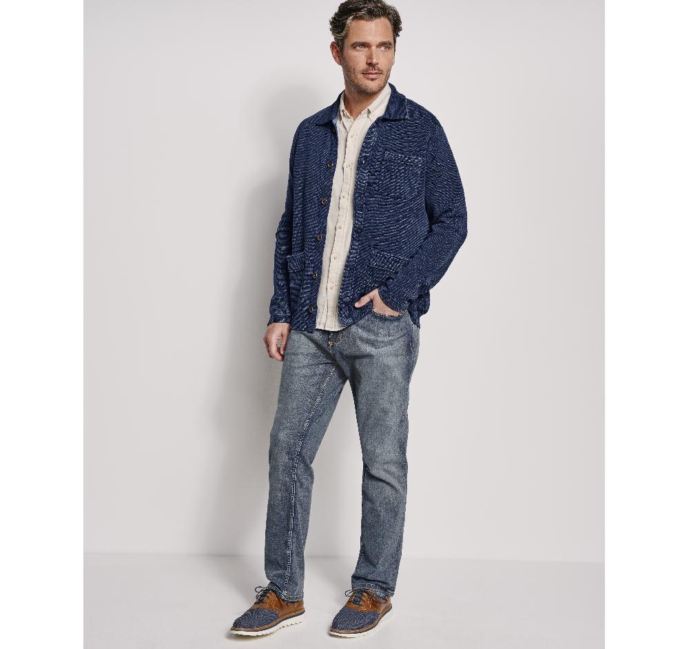 Johnston & Murphy Indigo Full-Button Knit Jacket Indigo