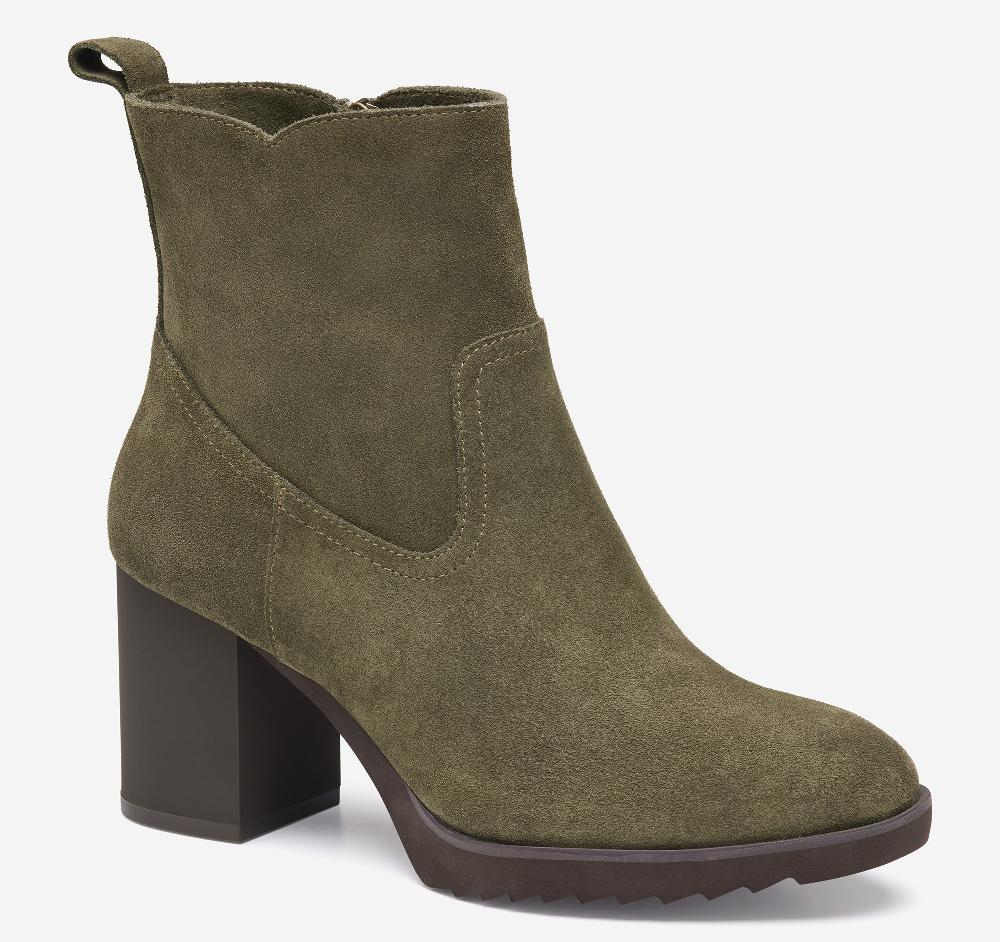Johnston & Murphy Izzie Bootie Olive Waterproof Suede