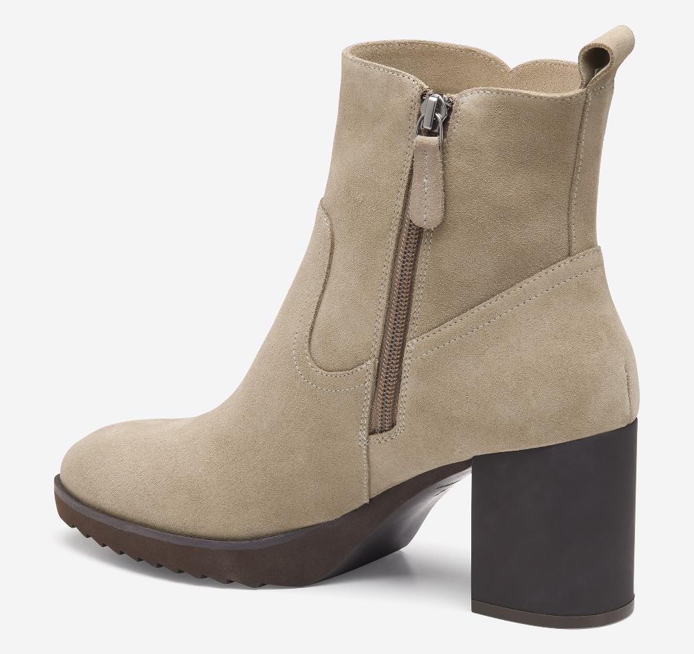Johnston & Murphy Izzie Bootie Taupe Waterproof Suede
