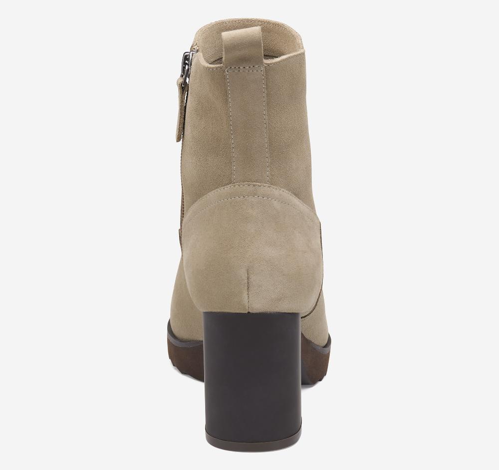 Johnston & Murphy Izzie Bootie Taupe Waterproof Suede