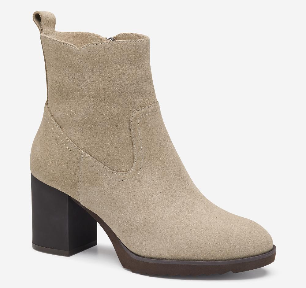 Johnston & Murphy Izzie Bootie Taupe Waterproof Suede