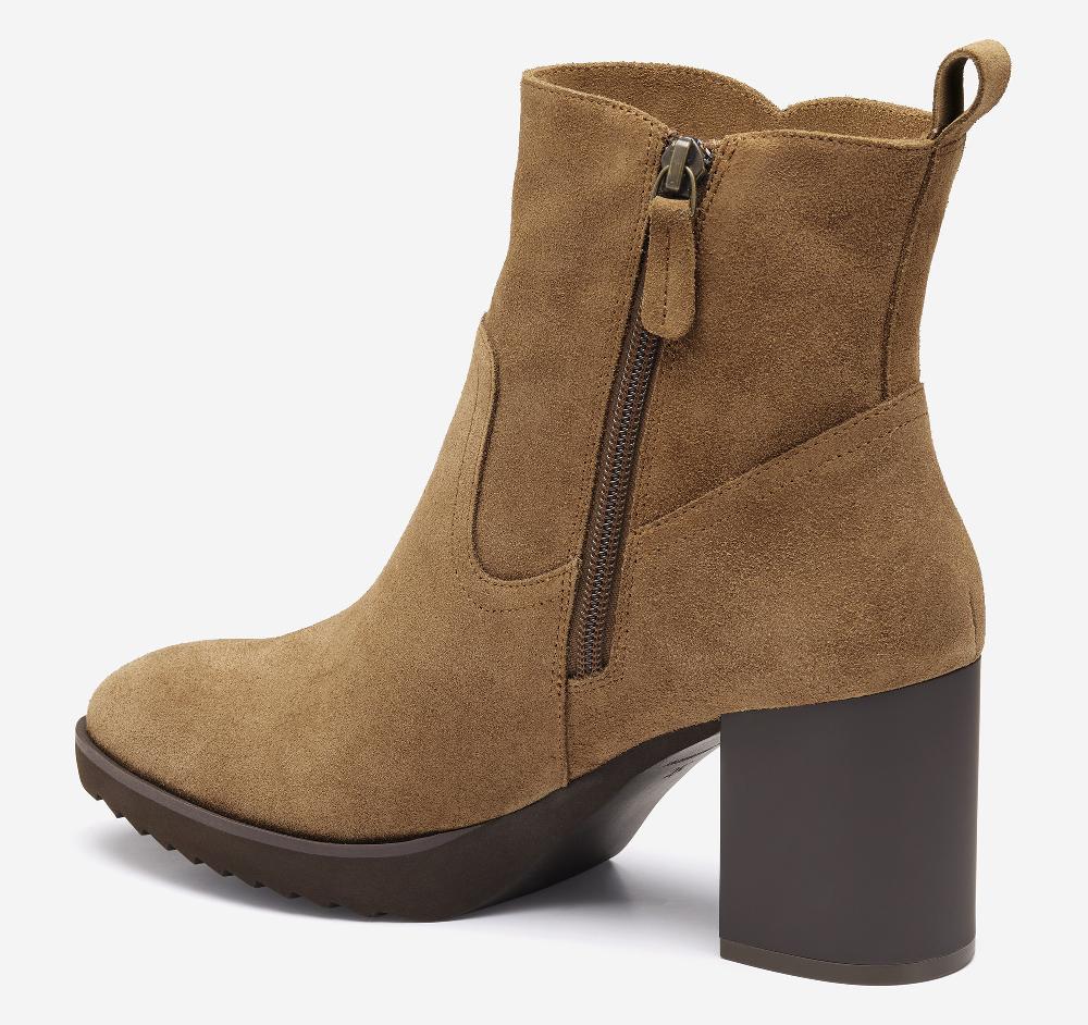 Johnston & Murphy Izzie Bootie Whiskey Waterproof Suede