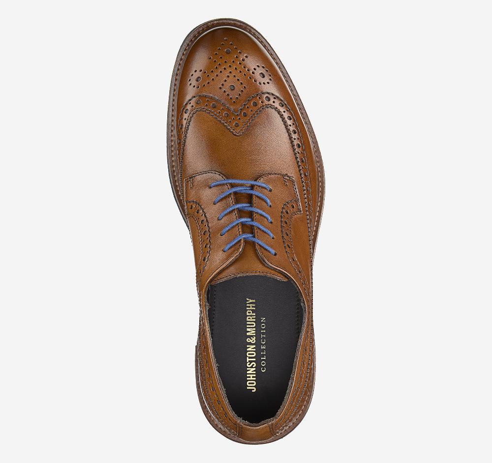 Johnston & Murphy Jenson Longwing Dark Tan European Calfskin
