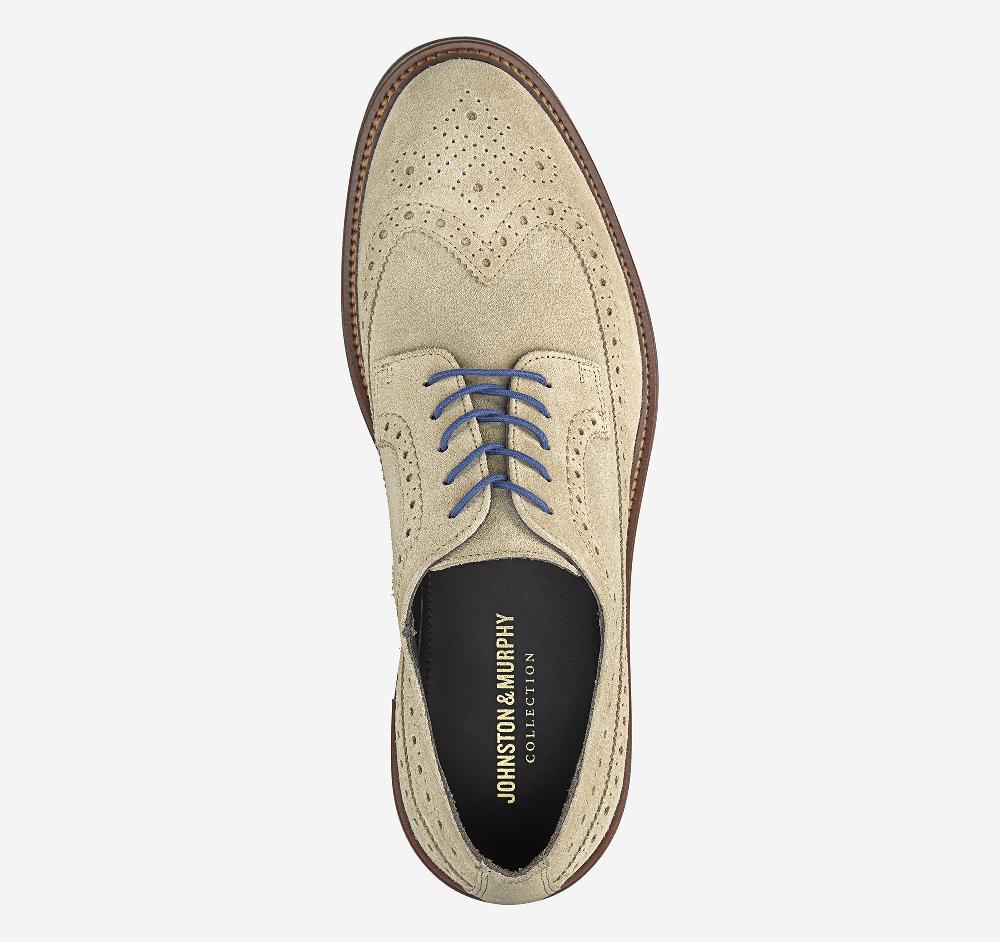 Johnston & Murphy Jenson Longwing Taupe Italian Suede