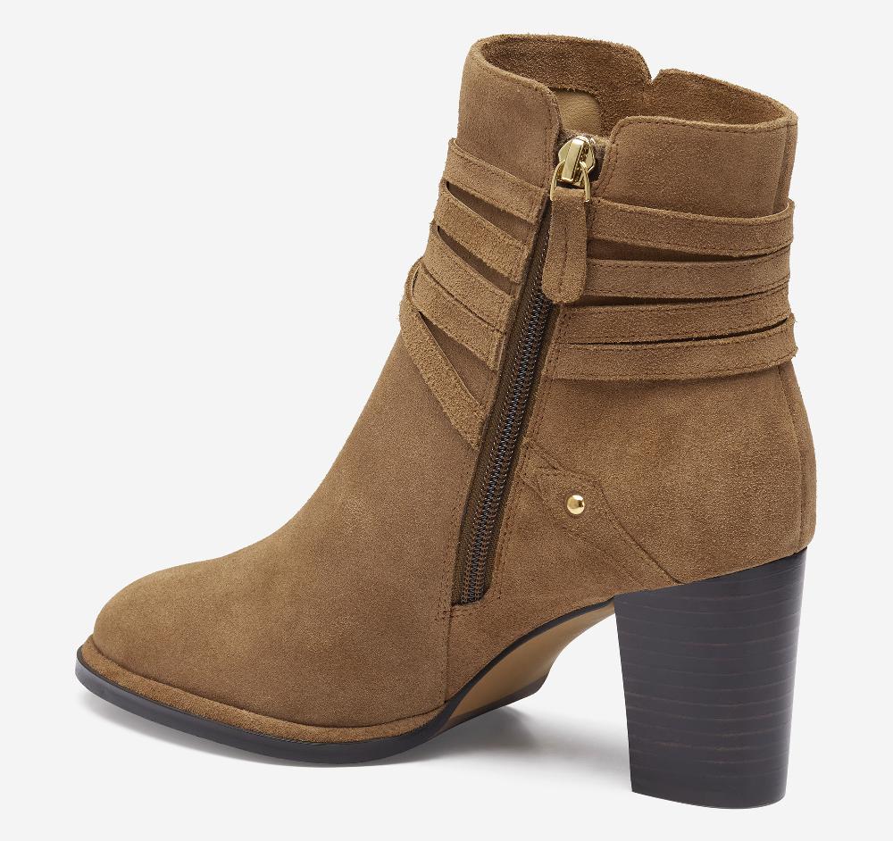 Johnston & Murphy Amy Belted Bootie Whiskey Suede