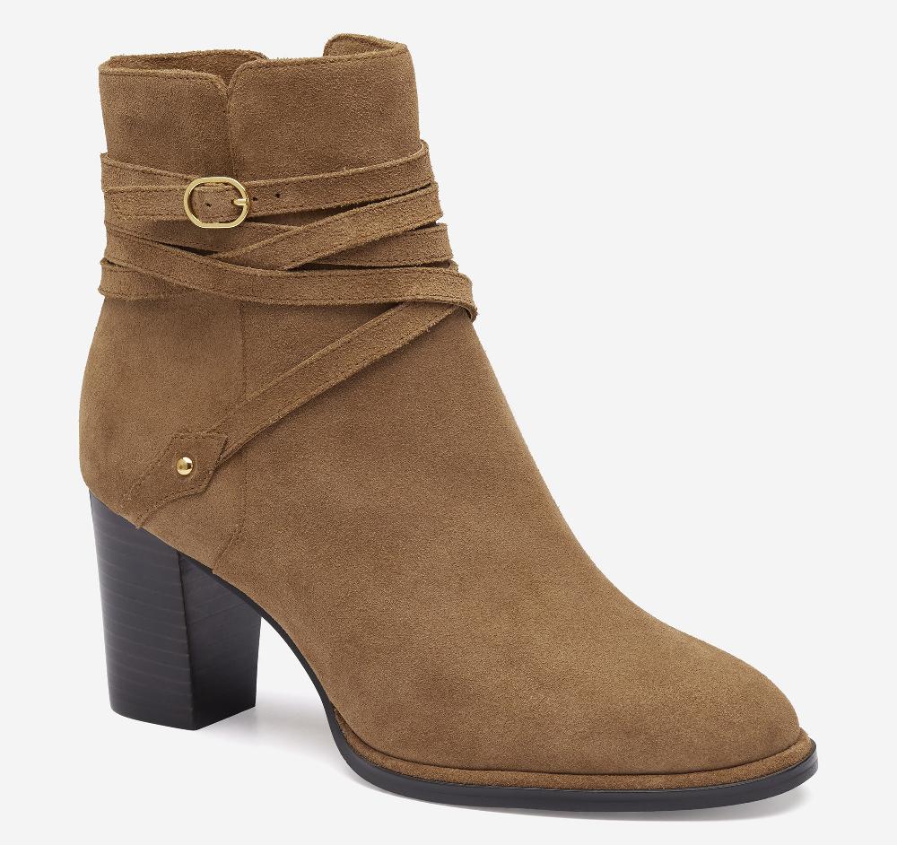 Johnston & Murphy Amy Belted Bootie Whiskey Suede