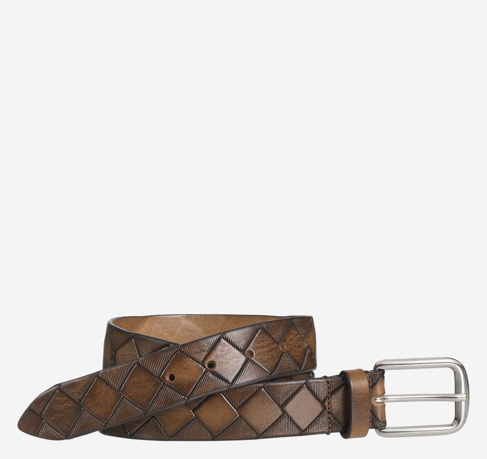 Johnston & Murphy Basketweave Belt Tan