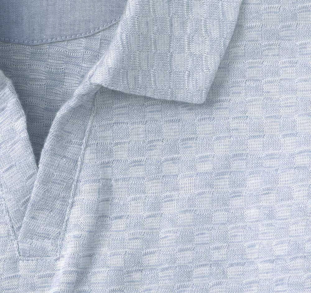 Johnston & Murphy Basketweave V-Neck Polo Light Blue