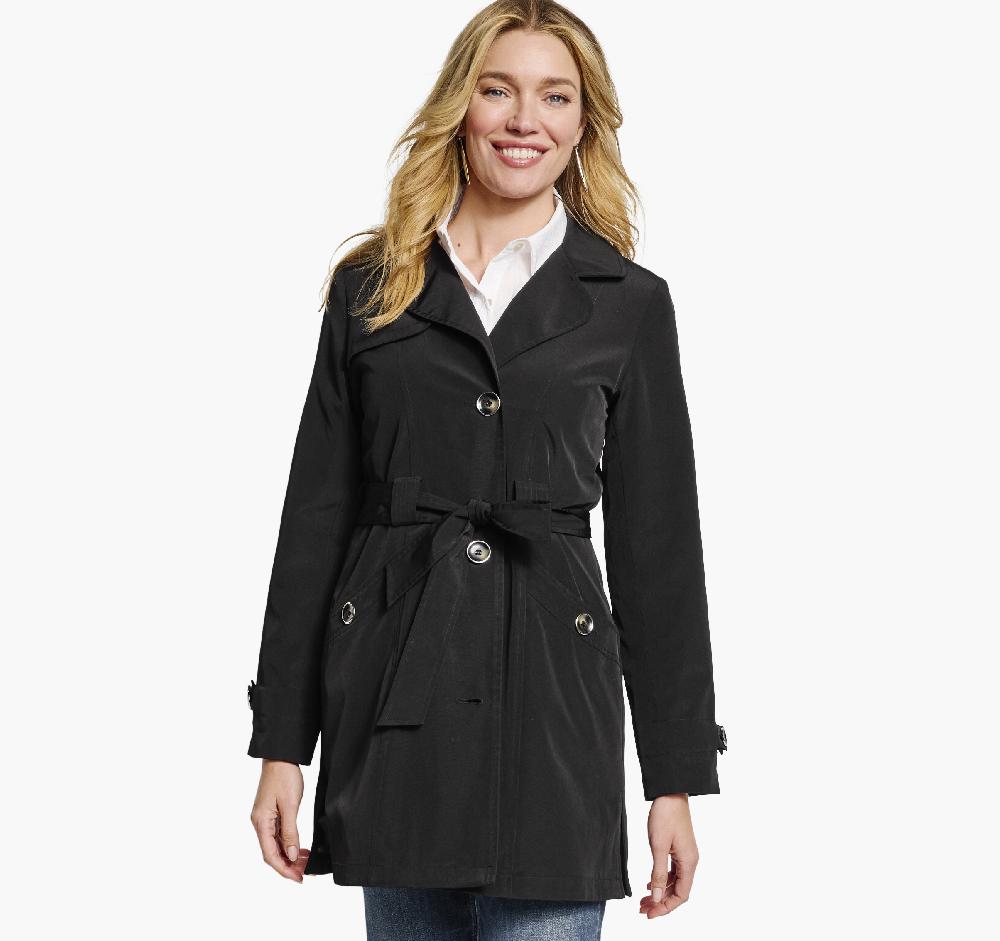 Johnston & Murphy Belted Trench Coat Black
