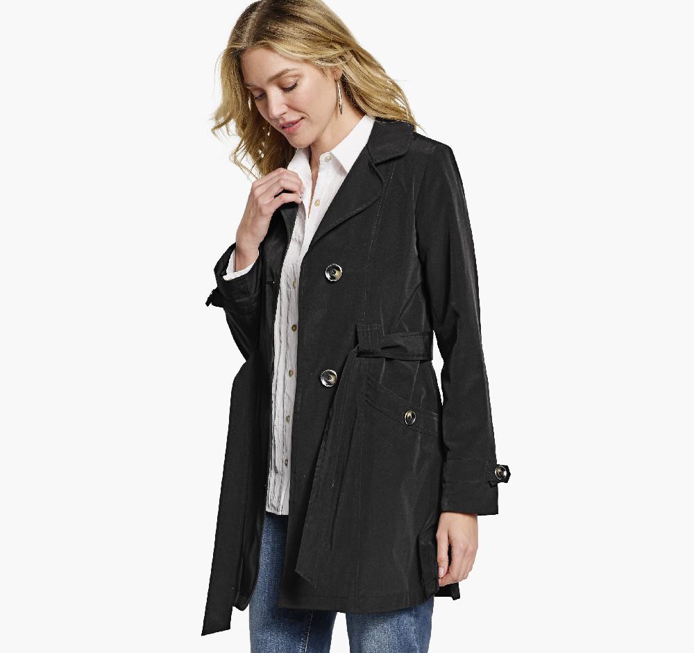 Johnston & Murphy Belted Trench Coat Black