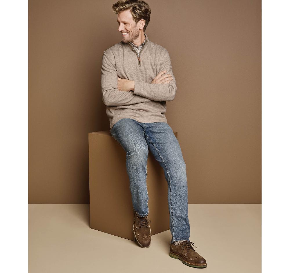 Johnston & Murphy Brushed Quarter-Zip Oatmeal