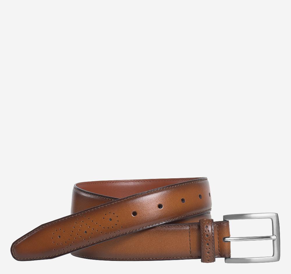 Johnston & Murphy Burnished Leather Belt Tan