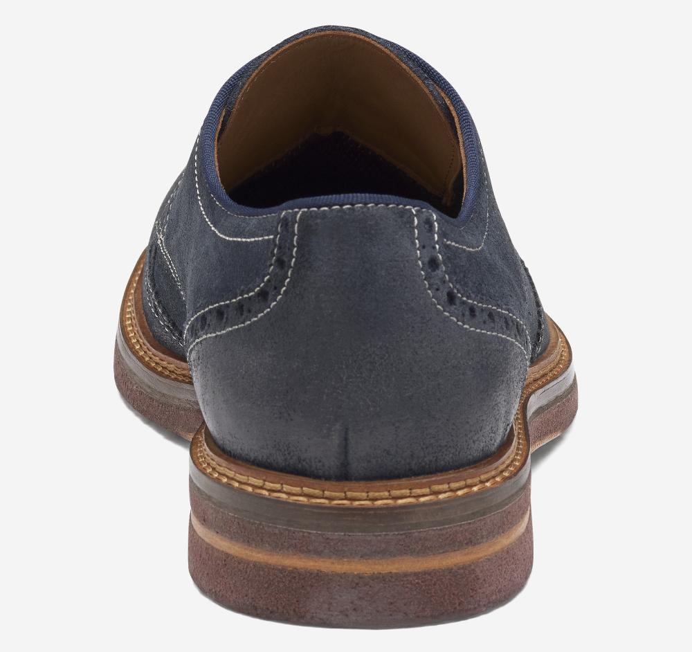 Johnston & Murphy Calder Wingtip Navy Waxed Suede