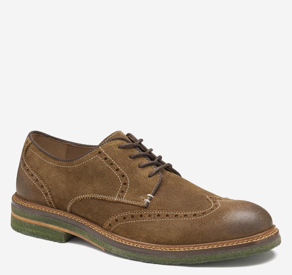 Johnston & Murphy Calder Wingtip Snuff Waxed Suede