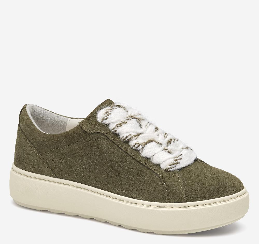 Johnston & Murphy Cammie Lace-Up Olive Suede