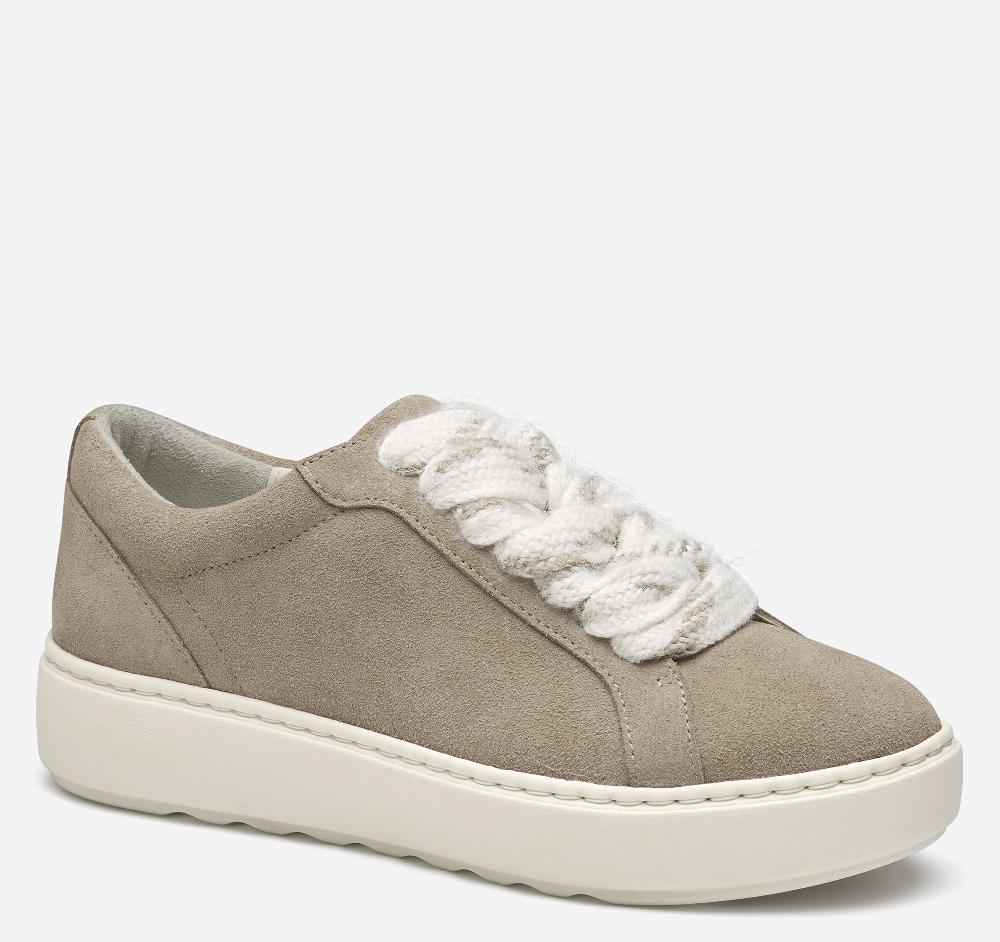 Johnston & Murphy Cammie Lace-Up Taupe Suede