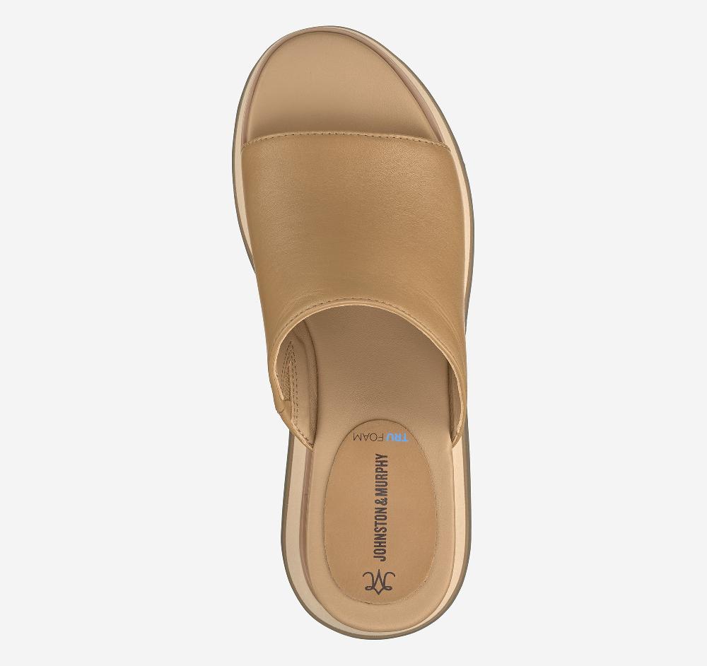 Johnston & Murphy Colleen Slide Tan Nappa Leather