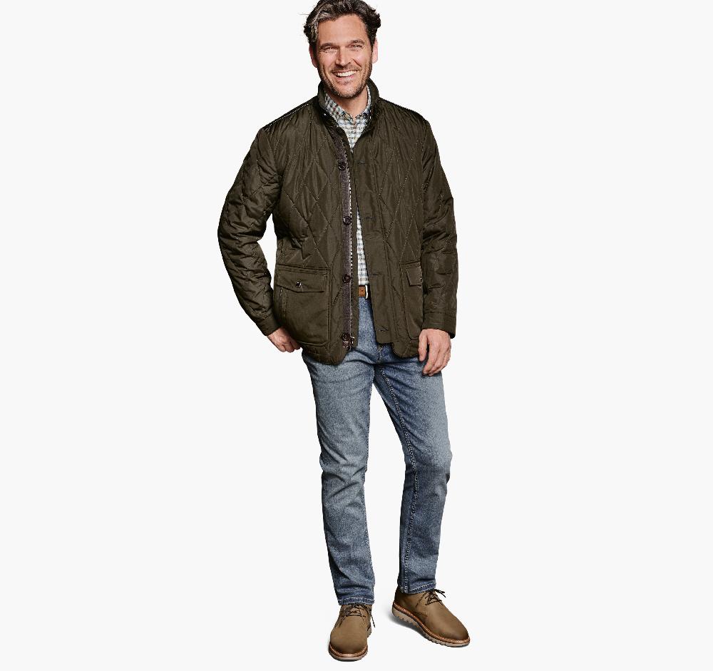 Johnston & Murphy Diamond Quilt Jacket Olive