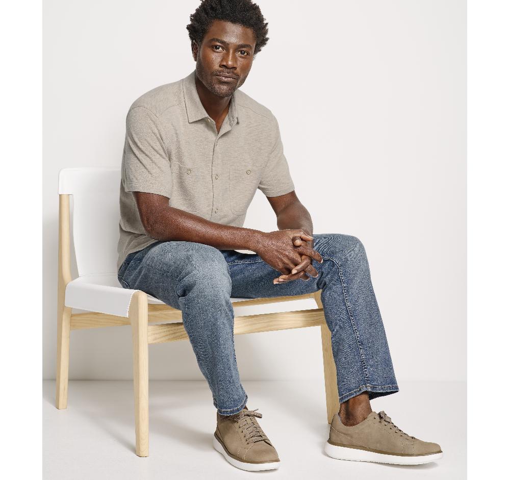 Johnston & Murphy Double Pocket Knit Shirt Sand