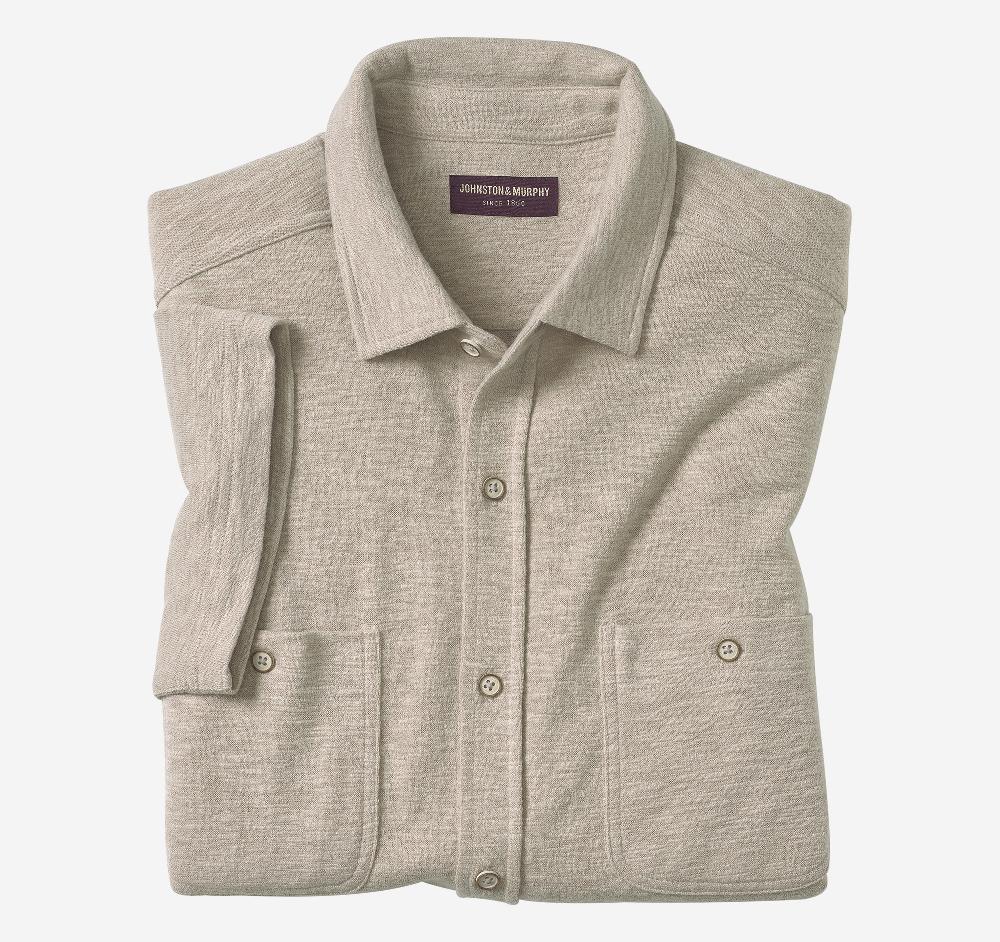 Johnston & Murphy Double Pocket Knit Shirt Sand