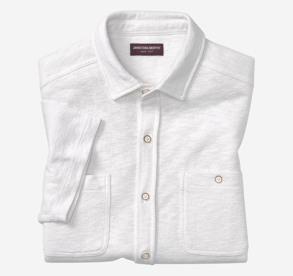 Johnston & Murphy Double Pocket Knit Shirt White