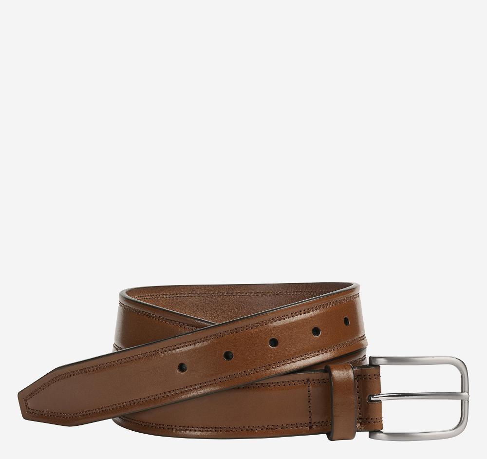 Johnston & Murphy Double Self-Stitch Belt Brown