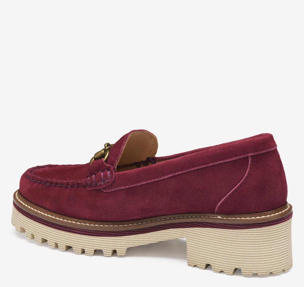Johnston & Murphy Emmalynn Bit Loafer Red Kid Suede