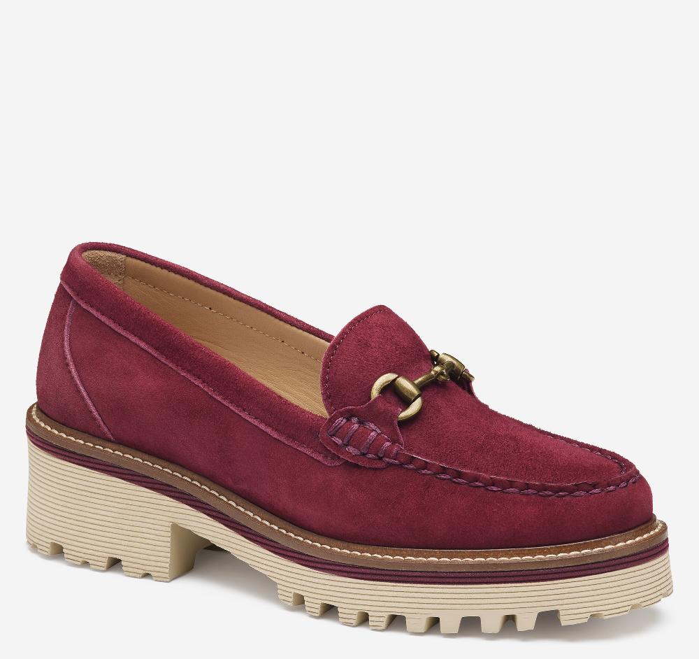 Johnston & Murphy Emmalynn Bit Loafer Red Kid Suede