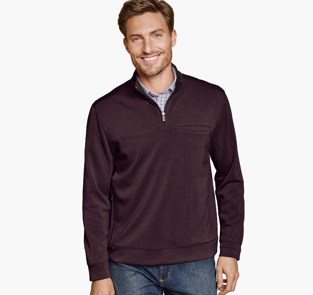 Johnston & Murphy Essential Quarter-Zip Burgundy