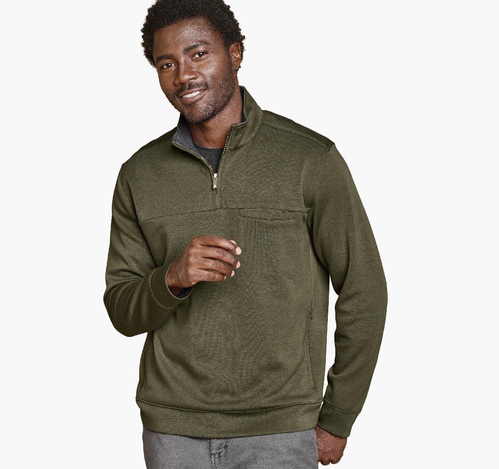Johnston & Murphy Essential Quarter-Zip Olive