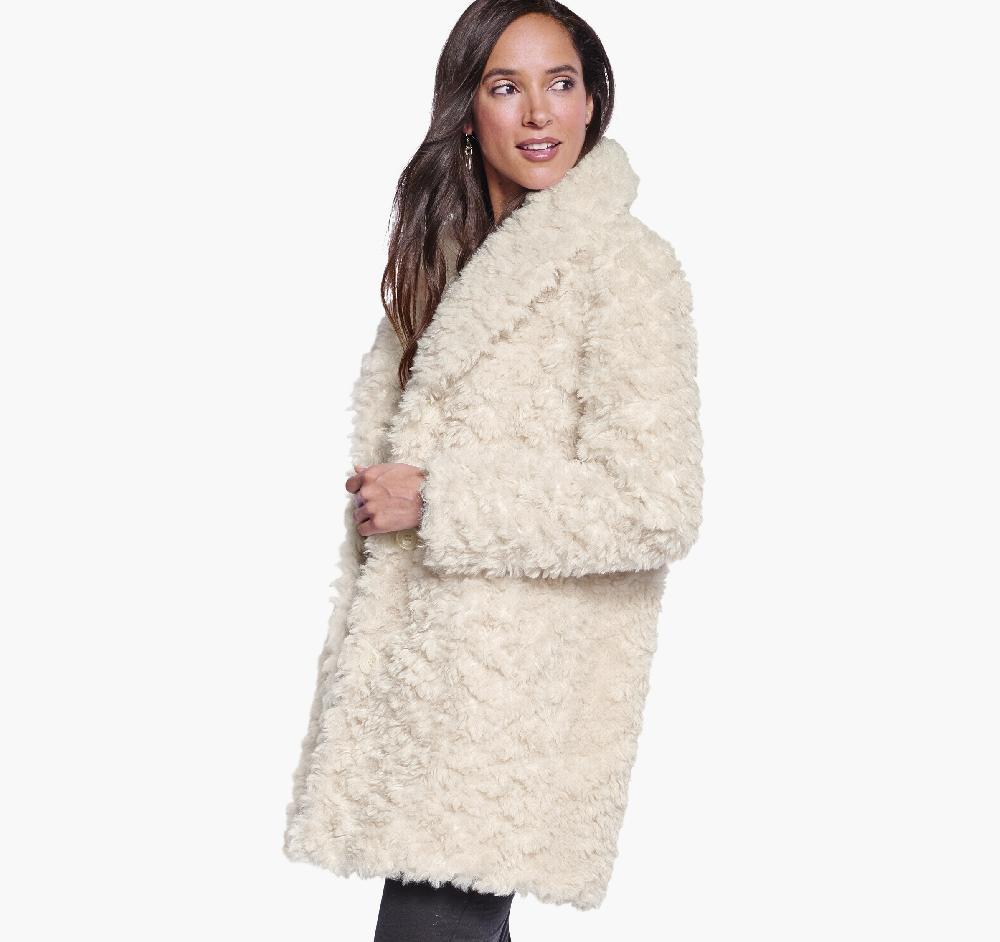 Johnston & Murphy Faux-Fur Coat Ivory