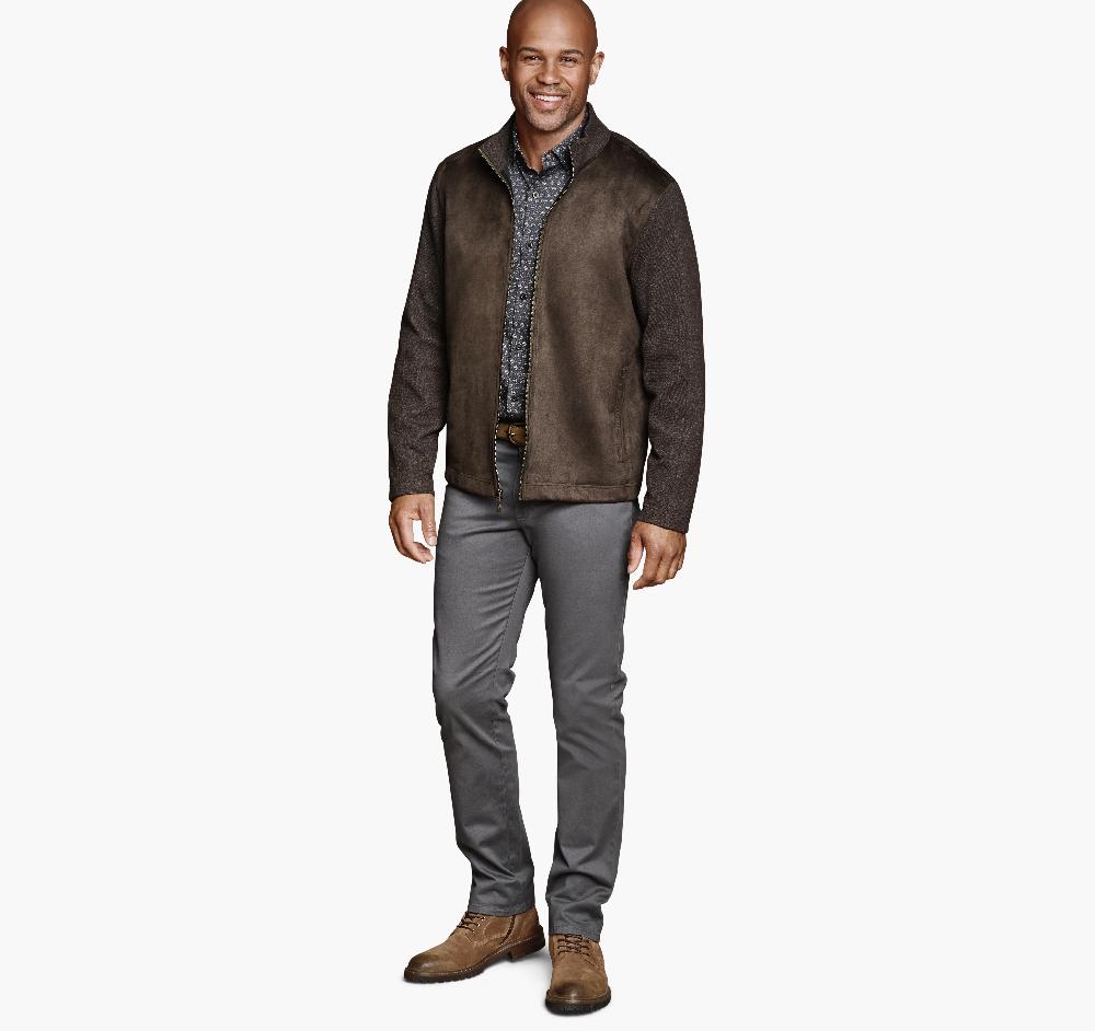 Johnston & Murphy Faux-Suede Full-Zip Brown