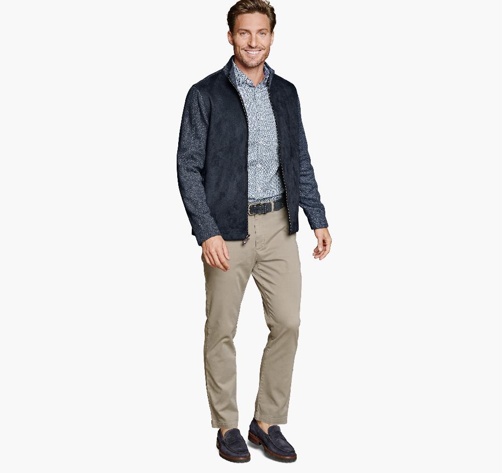 Johnston & Murphy Faux-Suede Full-Zip Navy