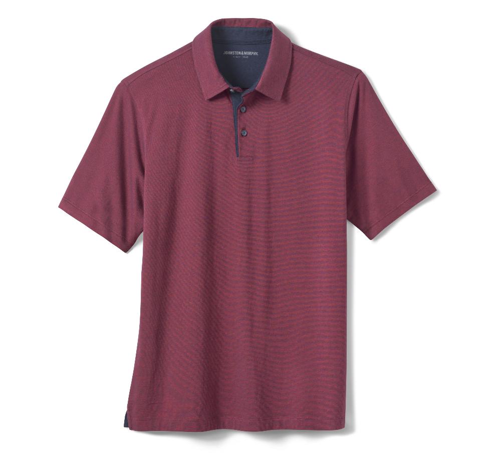 Johnston & Murphy Fine Stripe Polo Burgundy