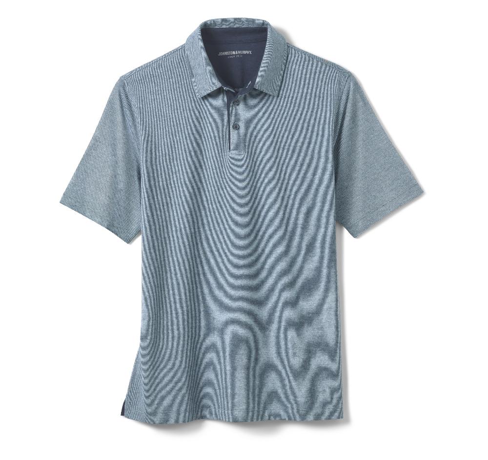 Johnston & Murphy Fine Stripe Polo Light Blue