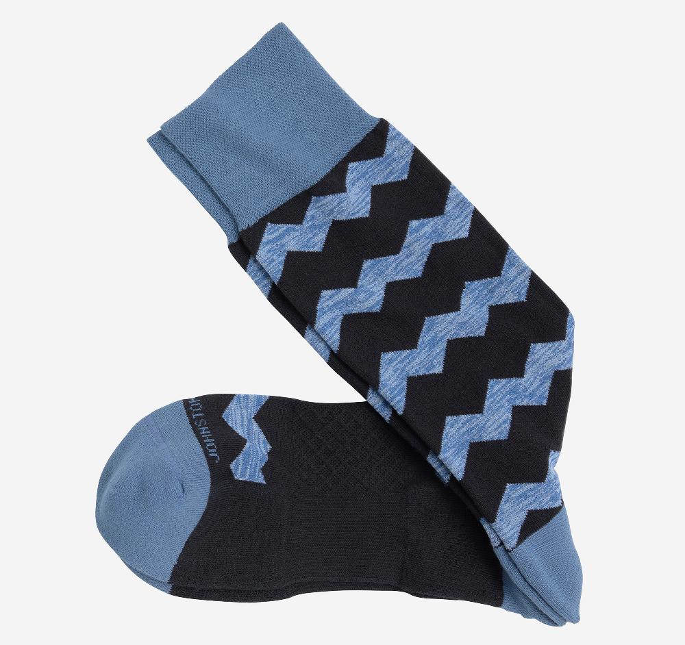 Johnston & Murphy First in Comfort Socks Navy Zigzag