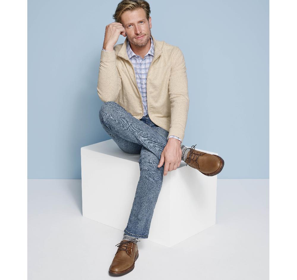 Johnston & Murphy Full-Zip Knit Jacket Tan