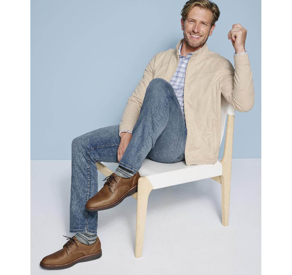 Johnston & Murphy Full-Zip Knit Jacket Tan