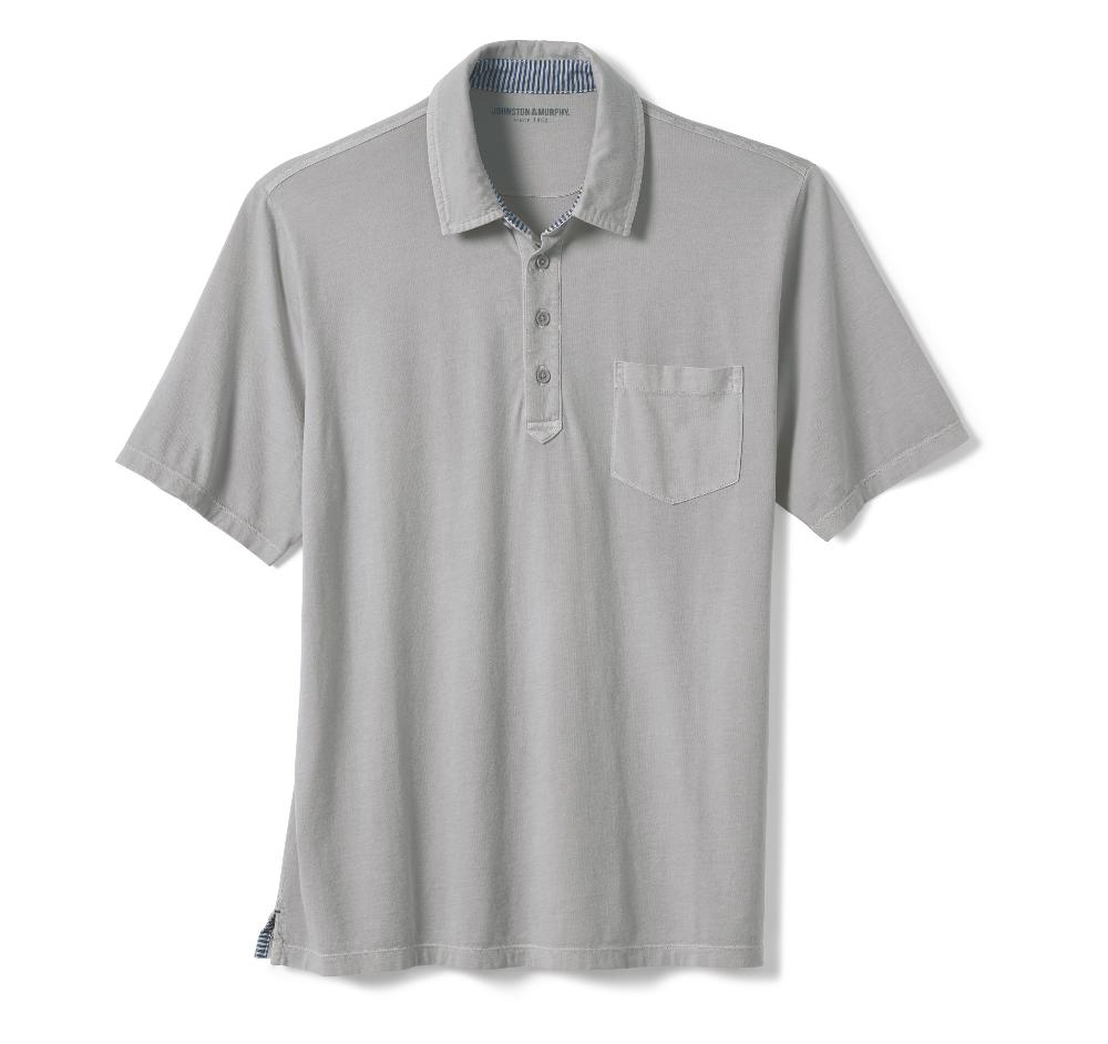 Johnston & Murphy Garment Dyed Polo Gray