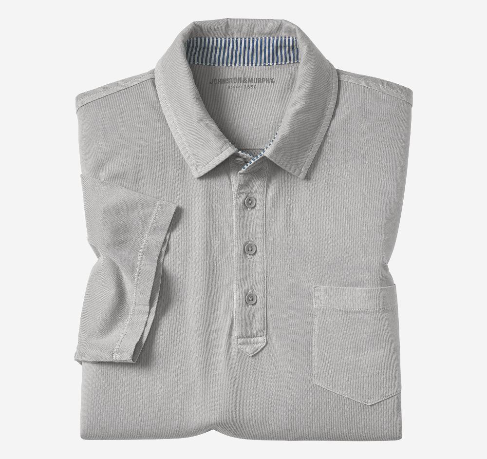 Johnston & Murphy Garment Dyed Polo Gray