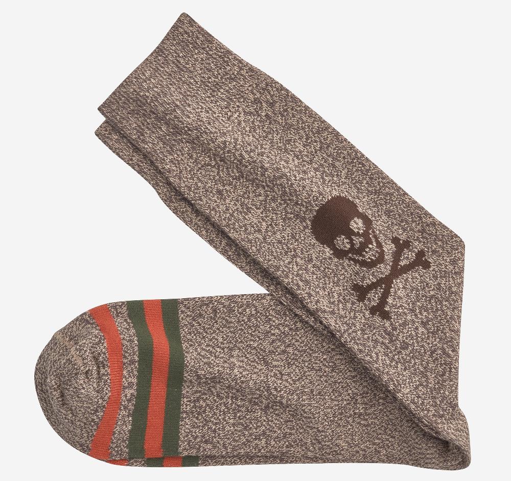 Johnston & Murphy Heathered Boot Socks Brown Skull