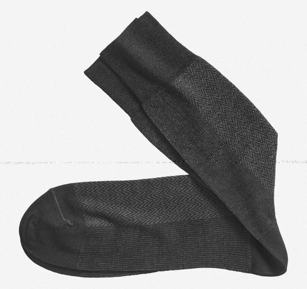 Johnston & Murphy Herringbone Panel Socks Black