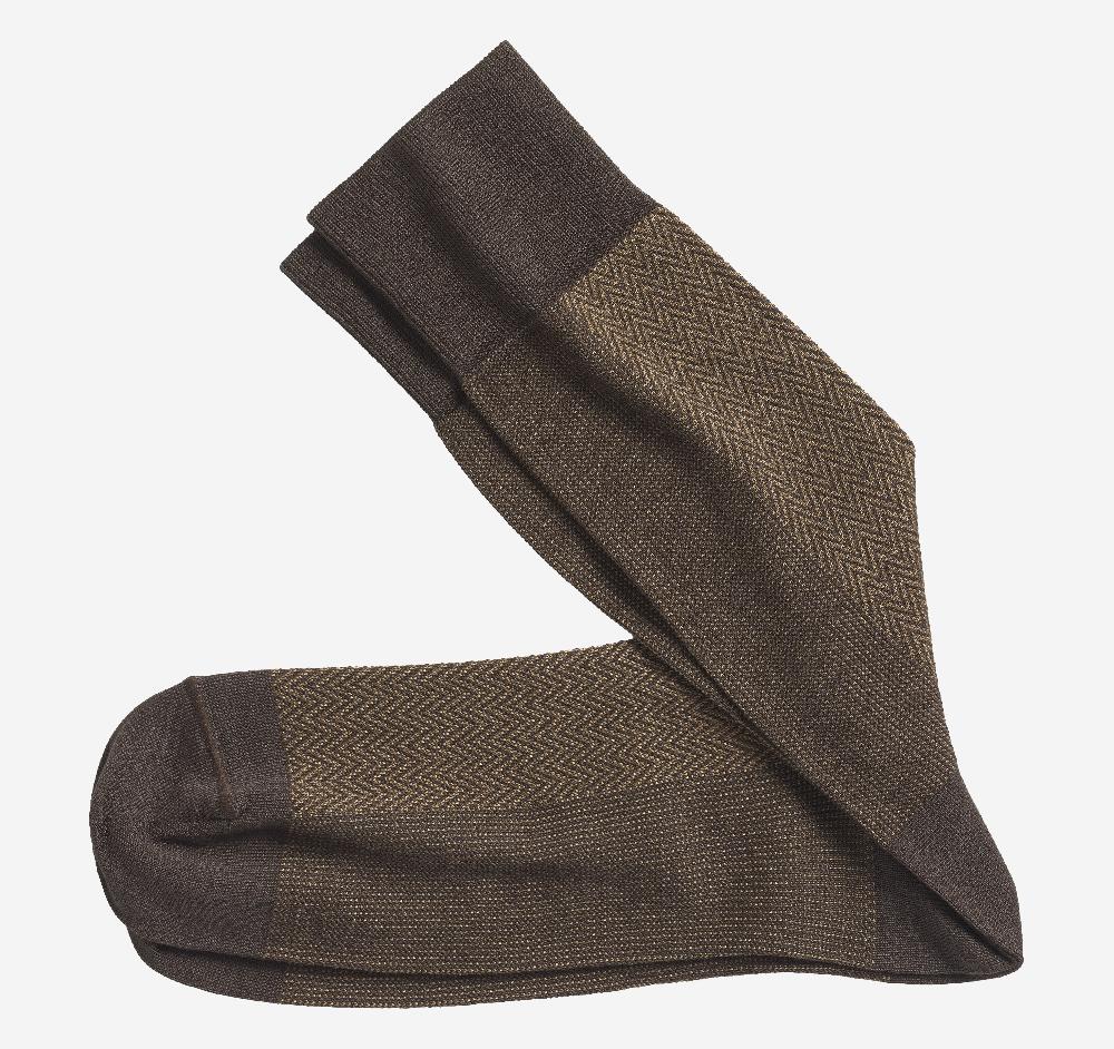 Johnston & Murphy Herringbone Panel Socks Brown