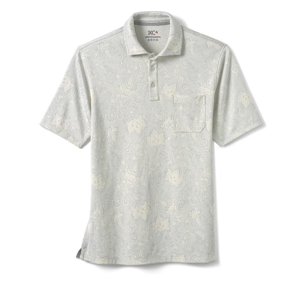 Johnston & Murphy Jacquard Polo Light Gray Paisley