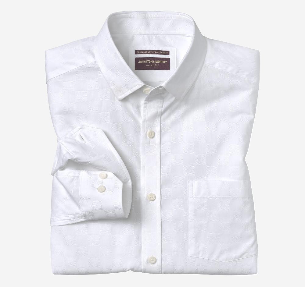 Johnston & Murphy Jacquard Shirt White Skull